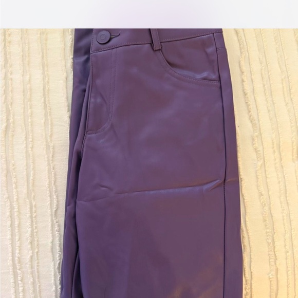 Purple Faux Leather Pants - Picture 3 of 6